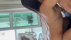 i'm a naughty brunette taking two cocks