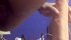 woman alone plays with her toy