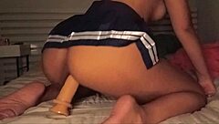 Brunette student masturbating with sex toy on webcam