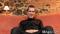 In this free gay porn, a guy shows off his large rod