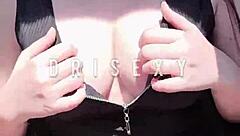 The sexy brunette nymph MASTURBATES while DRIVING her car