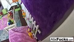 alix lynx does a surreal swing solo in her daisy dukes