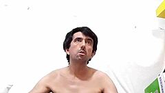 Watch Him Strip Tease, Ripping Shirt And Transparent Underwear, Revealing 25cm Cock Dripping Cum!