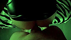 hey skinny blonde gives blowjob in doggystyle pose with mini leather skirt pov