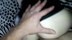 hey skinny blonde gives blowjob in doggystyle pose with mini leather skirt pov