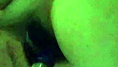 Teasing hairy pussy with dildo toys