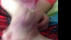 Asian babe gives nice handjob.