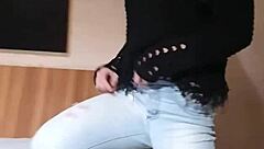 Brazilian petite brunette blows big dick in lingerie