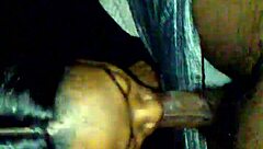 Ebony beauty performs deepthroat blowjob on monster cock