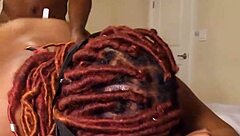 Ebony surprise delivers big tit blowjob and ass play