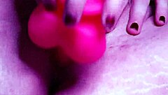 Intensely fucking my pink dildo while wearing heels and stockings.