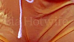 Watch me show off to my WhatsApp group with a thong in my pussy?