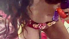 Velvet Rain, that horny milf, masturbates and squirts multiple orgasms in this amateur scene.