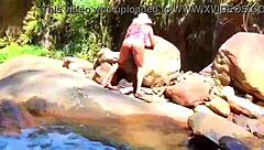 i'm lilyan, masturbatin' by the river with my dildo