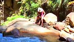 i'm lilyan, masturbatin' by the river with my dildo