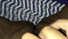 Brunette woman relaxing and touching herself gently