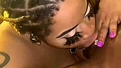 Ebony BBW Slut Gives Amazing Blowjob with Fat Ass and Toes!