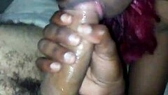 ebony european babe gives spanish cock a blowjob while masturbating