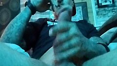 jack hammer strokes his cock in a steamy solo session.