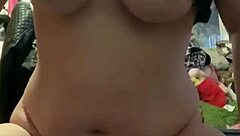 Wet Pussy Riding Dildo Toy in Intense Session