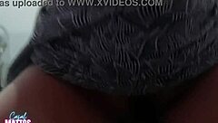 Amateur with natural tits swallows and sits in casual scene