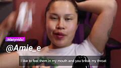 Slut performs extreme deepthroat while fearing watchers.