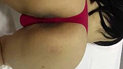 Fat Asian girl bent over in doggystyle POV, rough fucking her big loose ass