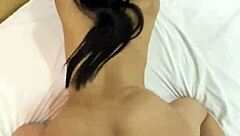 Fat Asian girl bent over in doggystyle POV, rough fucking her big loose ass