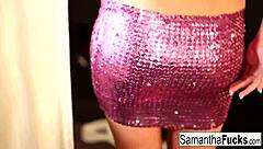 Samantha Saint fingers her wet pussy deep