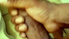 Intensely stroking this black cock in solo masturbation session