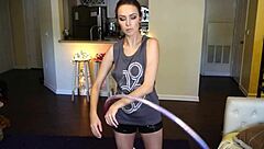 Emotional Dance Of Brunette Hoop Girl With Shaking Tits In Homemade Video