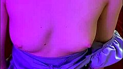 beautiful 18-year-old arinafox in blue dress masturbates sucks dildo fucks herself in front of you