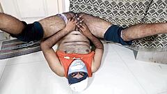 Feeling wild with ass up and handjob on black cock