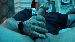 jack hammer strokes his monster cock casually