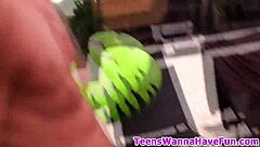 At the party, teen amateurs receive blowjobs and get rammed by monster cocks outdoors.