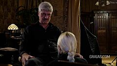 blonde gets bound and tested in bondage session 😈