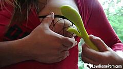 Oh Yes, Horny Hottie In Fishnets Masturbates With Toy Close-Up!