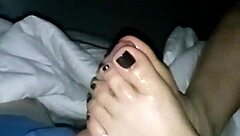 getting a lubed footjob before sleep