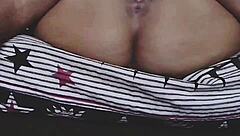 Milf masturbates as cumshot hits her pussy!