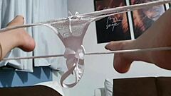 That wet Latina got off on the sofa with sticky legs