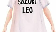 Anime girl stretches in yoga exercise with Leo.