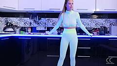 stella cardo dances striptease in kitchen