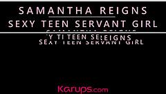 redhead teen 18+ samantha reigns rides cock with shaved pussy