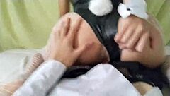 I’m crazy about this sexy bunny in hot cosplay sitting on me