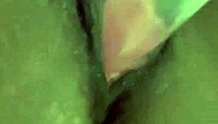 tgirl ebony solo uses dildo for masturbation in black setting