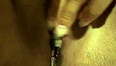 Hey, that petite with big tits is masturbating solo in the shower!