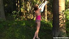 that trashy teen is out here masturbating with a dildo in public, what a sight