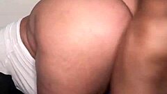 I stroke my ebony babe with backshots and creampie.