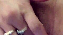 She's using a vibrator on her dry pussy lips 😏