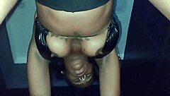 Celebrating husband's birthday in prison with lots of milk in her pussy.